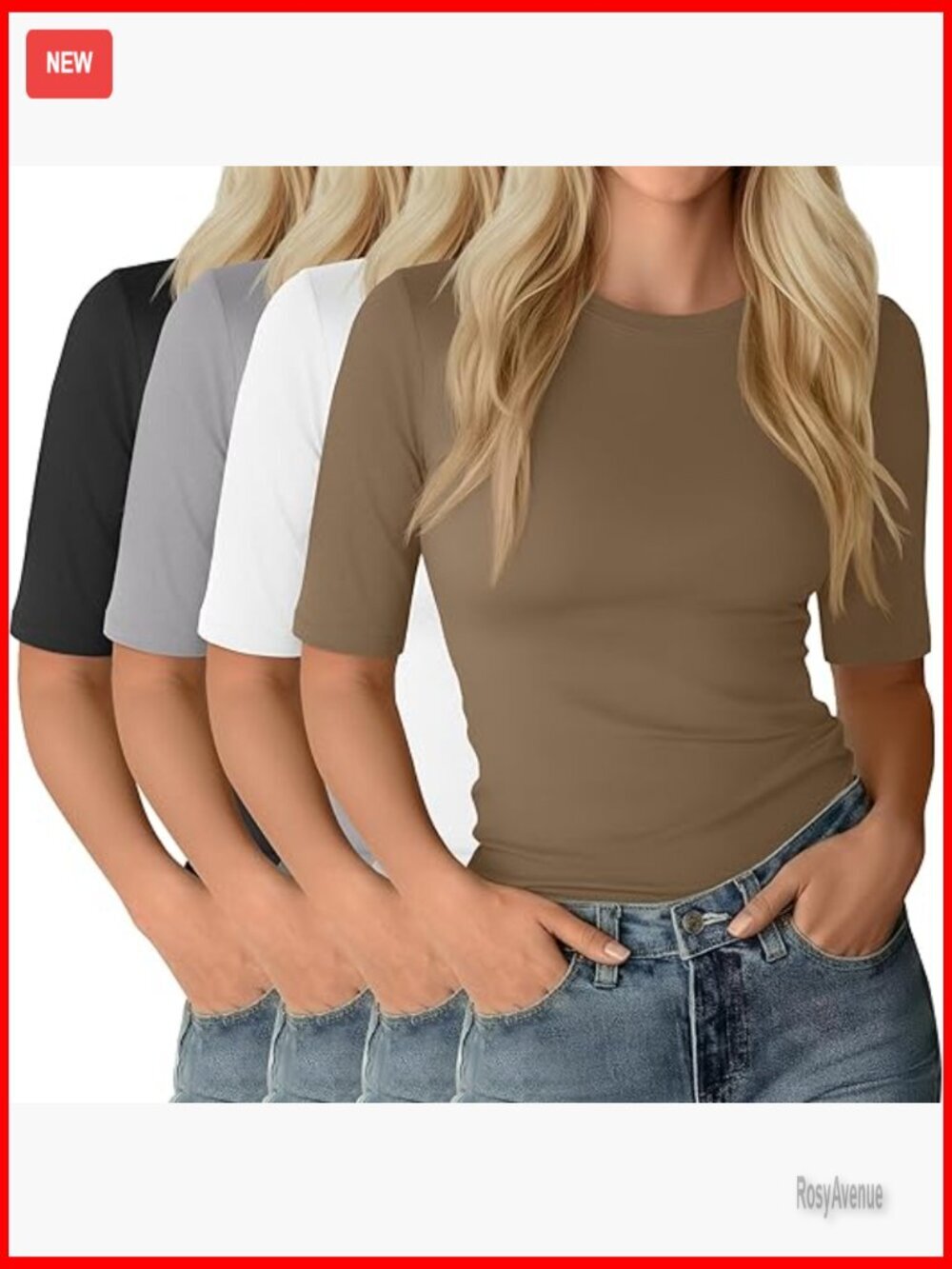 4 Pack Half Sleeve Slim Fit Cotton Tees Crewneck Summer Basic Tops